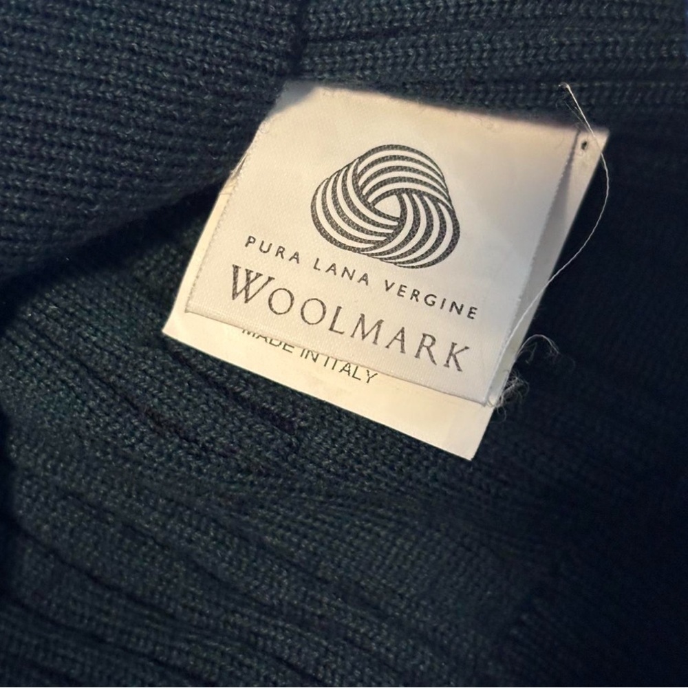 Ferrante Italy Merino Wool Sweater Sz M Blue Green 3D Knit Button Mock Neck READ - Picture 7 of 8